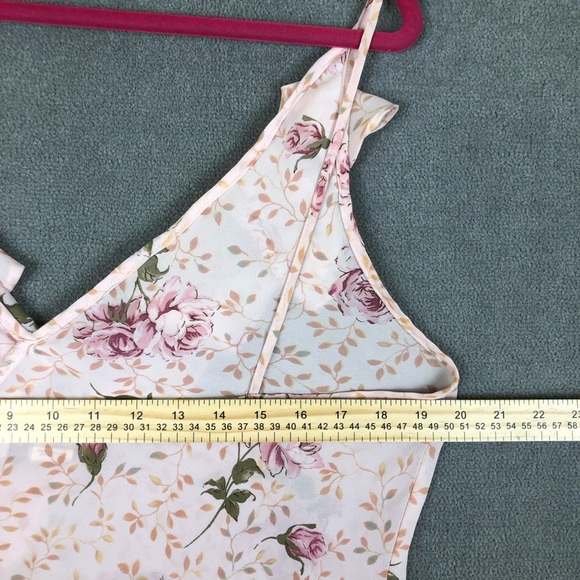 Vintage Val Mode floral ruffle camisole lingerie short slip dress size L - Picture 6 of 6